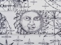 biały jedwab w fantazyjne i astrologiczne motywy