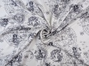 biały jedwab w fantazyjne i astrologiczne motywy