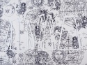 biały jedwab w fantazyjne i astrologiczne motywy