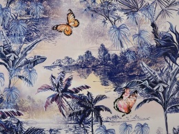 Jedwab krepa - Palmy i motyle