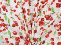 biała bawełna devore w czerwone wiśnie
