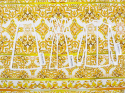 biała bawełna w złote, ozdobne kafle i ornamenty