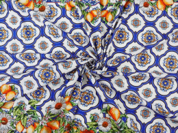 panel bawełny w marokańskie kafle i pomarańczowe cytryny