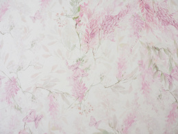 organza jedwabna w różowe wisterie i motyle