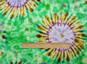 zielony jedwab satynowy z motywem tie dye