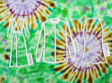 zielony jedwab satynowy z motywem tie dye