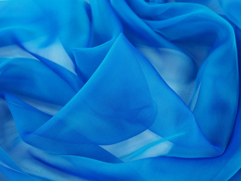 jedwab szyfon niebieski